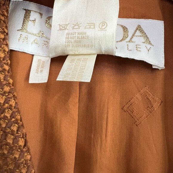 Vintage Escada Margaretha Ley Wool Blend Tweed Blazer Orange Size 14 Gold Button - Picture 11 of 15